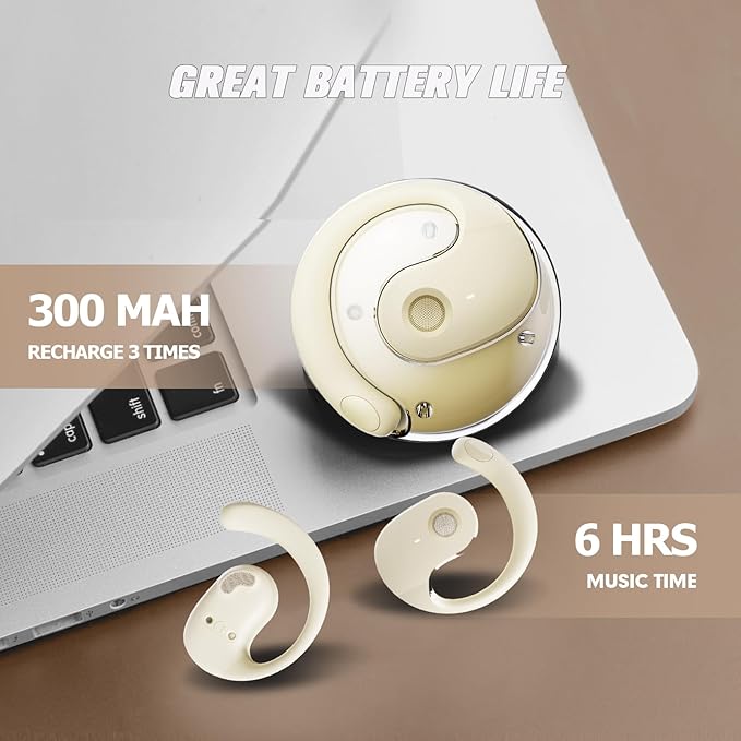 Over The Ear Earbuds Open Ear Buds Headphones Over Ear Air Bone Conduction Earbuds Earphones Bone Conducting Air Bone Conduction Headphones Bluetooth Over-Ear Skin Tone