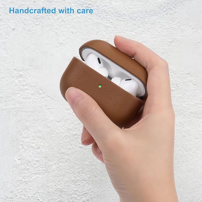 Lopie Handmade AirPods Pro 2 Leather Case Cover, Protective Case Fully-Wrapped with Lambskin Leather - Retail Packaging - Black