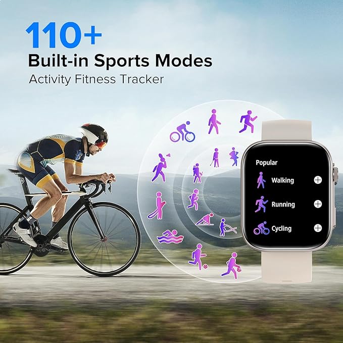 Smart Watches for Women Men, 2.01" HD Screen with 200+ Watch Faces, Heart Rate/SpO2/Sleep Monitor, 123 Sports Modes, IP68 Waterproof Fitness Tracker, Make/Answer Calls, Compatible with Android iPhone