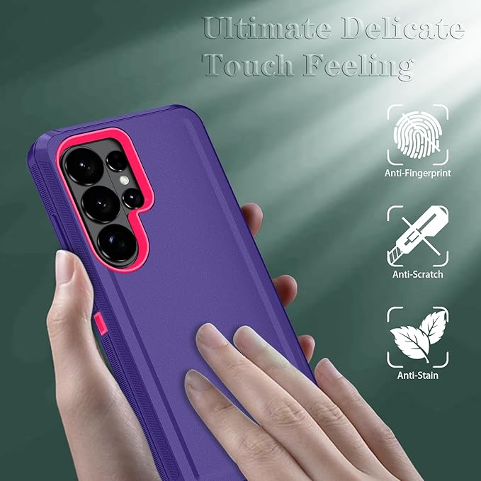 ONOLA Phone Case for Samsung Galaxy S26 Ultra Case with HD Screen Protector, Heavy Duty Shockproof & Dropproof 3-Layer Cover Phone Case for Galaxy S26 Ultra 6.9'',PurpleRoseRed