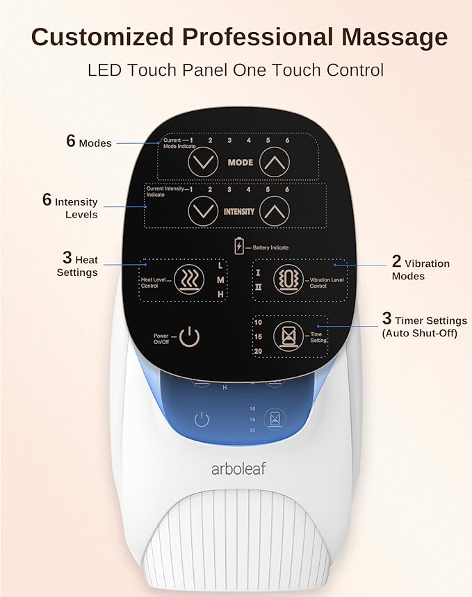 arboleaf Hand Massager with Heat and Compression, Gifts for Women Men Mom Dad, 6 Modes and 3 Heating Options, Cordless & Powerful Hand Massager for Finger, Wrist, Palmand Lower Forearm