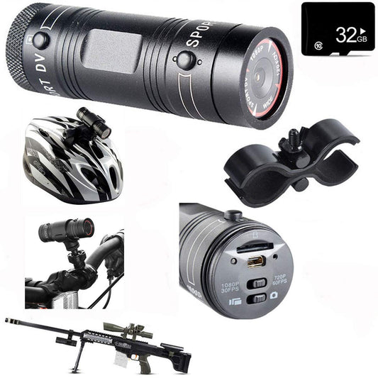 Yobeso Shotgun Camera,1080P Full HD Action Video Camera for Clay Shooting and Hunting Helmet Cam Sports DV,Bike Motorbike Camcorder,Free Memory Card