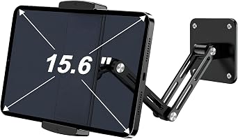 Bimo Tablet Wall Mount Holder for 4.7-15.6 inch, iPad Wall Mount Holder with Arm & Adjustable Rotating Base Compatible with iPad, Tablet Devices