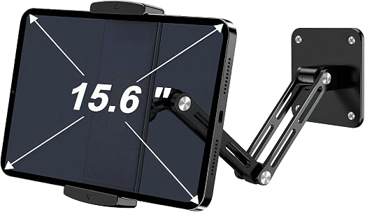 Bimo Tablet Wall Mount Holder for 4.7-15.6 inch, iPad Wall Mount Holder with Arm & Adjustable Rotating Base Compatible with iPad, Tablet Devices