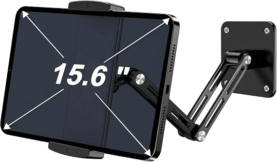 Bimo Tablet Wall Mount Holder for 4.7-15.6 inch, iPad Wall Mount Holder with Arm & Adjustable Rotating Base Compatible with iPad, Tablet Devices