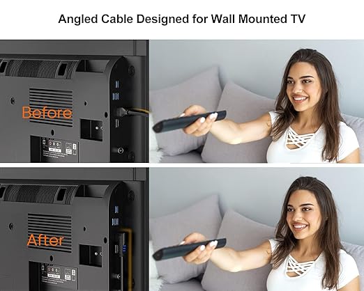 CableCreation 6ft 4K HDMI Cable, Left Angle 90 Degree, 4K@60HZ Ultra HD Support, Male to Male Black