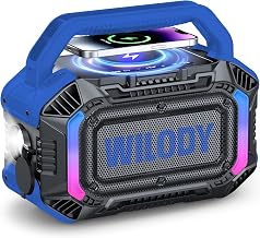Wilody Speakers Bluetooth Wireless, 100W Loud Outdoor Speaker with Bass, IPX7 Waterproof Floatable, 20H Playtime, Wireless Charge, TWS, RGB Light, Portable Speaker for Work, Garage, Outdoor (L-Blue) - Image 1