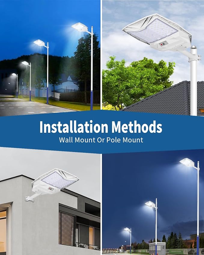 Solar Street Lights Outdoor 700000LM, Bright LED Street Lights with Motion Sensor and Remote, Dusk to Dawn Waterproof Security Lights for Yard, Driveway, Parking Lot