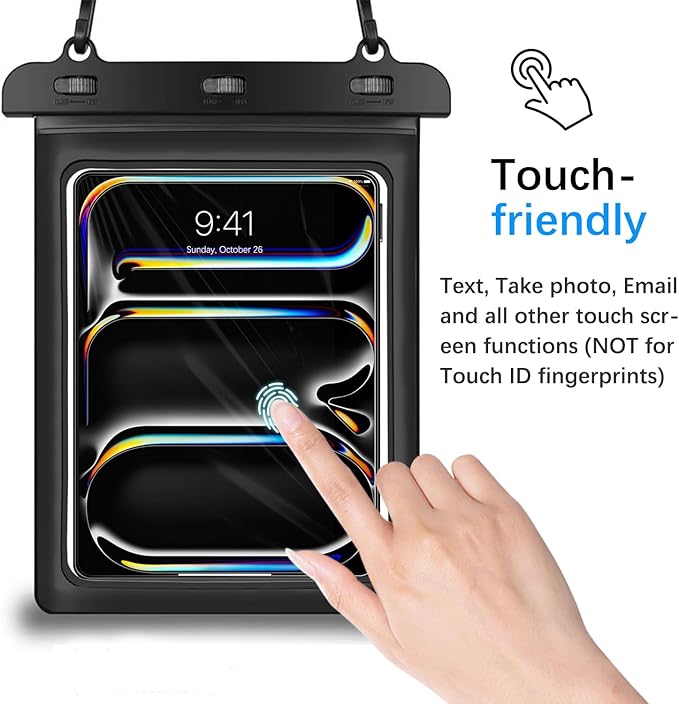 Universal iPad Waterproof Case, Dry Bag Pouch for ipad Pro 13’’/12.9" ipad air 13" /11" Galaxy Tab S10FE+ 13.1"/S9FE+/S8EF/S7FE 12.4" Galaxy Tab S10+/S9+/S8+ 12.4", Tablets up to 13.5 inch