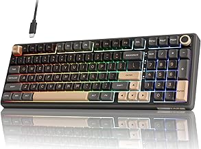 RK ROYAL KLUDGE R98 Pro Wired Mechanical Keyboard, 96% Creamy Gaming Keyboard RGB Backlit with Number Pad and Volume Knob, Gasket Mount, MDA Profile PBT Keycaps, Hot Swappable Pre-lubed Linear Switch - Image 1