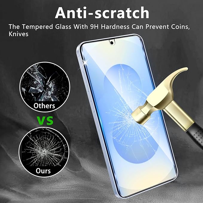 3 Pack Screen Protector Designed for Galaxy S25 with 3 Pack Tempered Glass Camera Lens Protector,Ultra HD Clear,9H Hardness,Easy Install - Case Friendly,Scratch Resistant