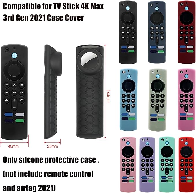 [2 Pack] for TV Stick 3rd Gen Remote Cover with Airtag Holder,Glow in Dark,TV Stick 4k Max Remote Case Compatible for Airtag,Key Finder Case Cover,Black and Glow Green