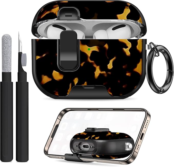 for AirPods Pro 3 Case (2025) with Phone Stand & Cleaner Kit, Cute Soft Silicone Cover for AirPods Pro 3rd Genera case with Keychain for Women Men with Keychain for Airpod Pro case(2025)
