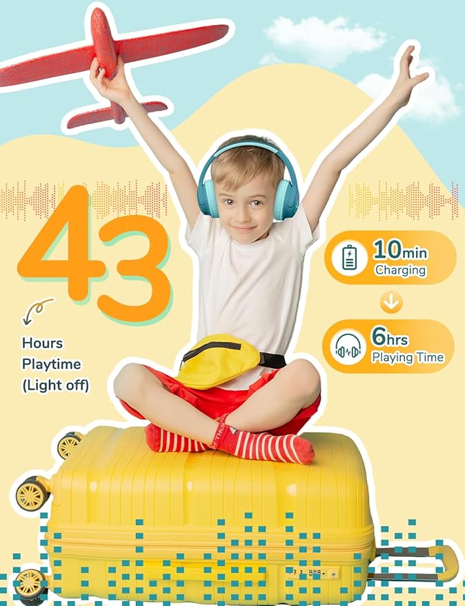 iClever Kids Bluetooth Headphones with LED Lights, BTH18 Safe Volume 74/85dBA, 43H Playtime, Bluetooth5.3 Kids Headphones Wireless Aux Cord for iPad/Tablet/Travel/School, Green