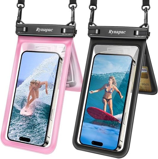 IPX8 Waterproof Phone Pouch, [Up to 8.5''] Double Space Waterproof Phone Case with Lanyard for iPhone 17 16 15 14 Pro Max, Cellphone Dry Bag for Beach Vacation Cruise Essentials, 2 Pack
