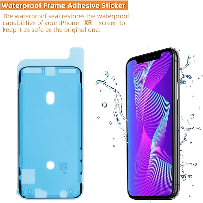 for iPhone XR Screen Replacement 6.1", Bsz4uov 3D Touch LCD Display Digitizer Assembly for A1984, A2105, A2106, A2108, with Waterproof Frame Adhesive Sticker and Full Repair Tools