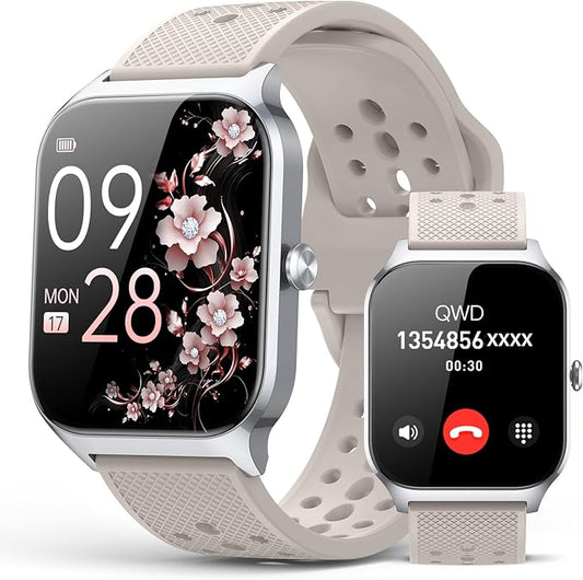 Smart Watch for Women Men - Answer/Make Call, Fitness Tracker Smartwatch for Android iPhone Compatible, 120+ Sports Modes Step Counter Sleep Female Cycle (Silver)