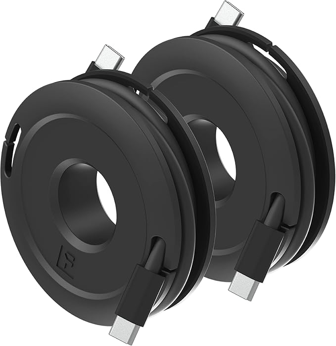 Cable Winder Organizer 2-Pack - Earbud Cord Wrap for Travel Black Max
