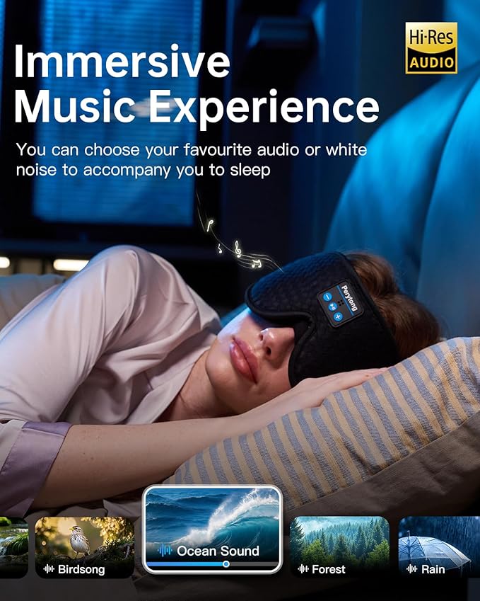 2-Pack Sleep Mask with Bluetooth Headphones & Sleep Headphones Headband Wireless, Ultra-Thin Stereo Speakers for Side Sleepers Perfect for Insomnia, Yoga, Air Travel, Meditation