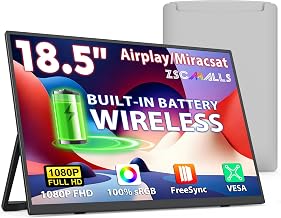 18.5" True Wireless Portable Monitor, 1080P FHD, 10000mAh Battery, Wireless Screen Mirroring (AirPlay/Miracast), Auto Rotation for Phone/Tablet, USB‑C & Mini HDMI, VESA, Protective Sleeve Included - Image 1