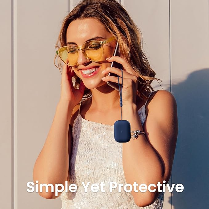 ORNARTO Compatible with AirPods Pro 2 Case 2022, Full Protective Hybrid Silicone for AirPods Pro 2nd Generation Case, Front LED Visible Skin Cover-Dark Blue