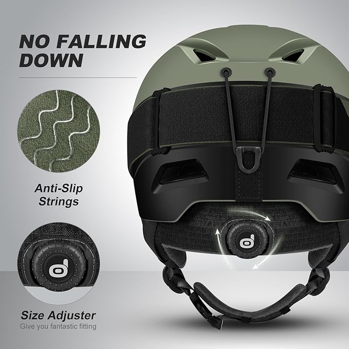 Odoland Ski Helmet, Snowboard Helmet with Ski Goggles for Adults and Youth, Audio Compatible, Shockproof, Windproof, Safety Snow Sports Helmet and Protective Glasses for Men Women