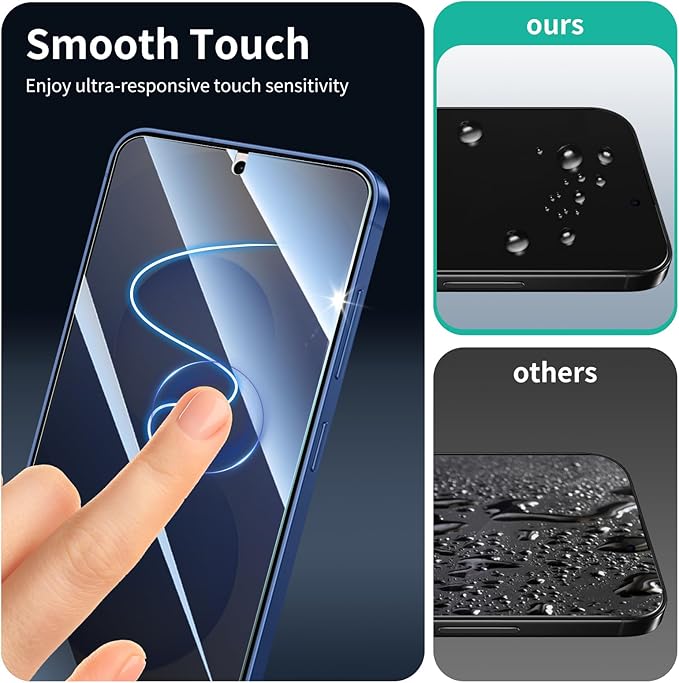 3*Privacy Screen Protector for Samsung Galaxy S24+/S24 Plus/S25+/S25 Plus with a Installation Alignment Aid, Anti-Spy Tempered Glass Film, Private Black Protection, [Shatterproof][ Shockproof]