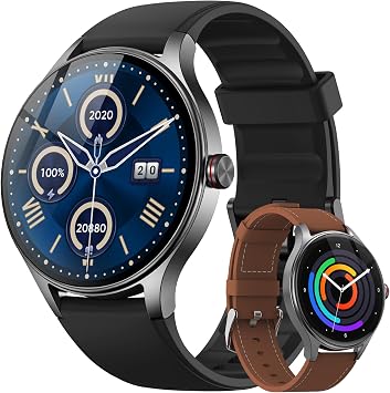 Fitpolo Smart Watch for Men Android & iPhone (2 Bands Jet Black)