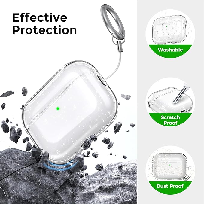 AhaStyle Clear Airpods Pro 3 Case Cover 2025 [Anti-Yellowing] Soft TPU Protective Skin for Apple AirPods Pro 3rd Generation Case with Cleaner Kit Support USB-C Charging Case and Wireless Charging