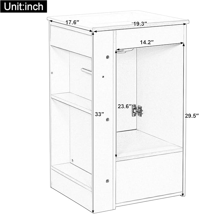 20 in Small Bathroom Vanity with Sink,Drawer,Doors and Side Storage & Toilet Paper Holder, Solid Wood & MDF Modern Single Bathroom Sink Cabinet with Drawers,Freestanding (White,20 in)