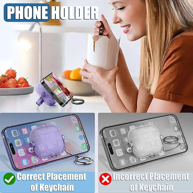 Safety Lock for Airpods 4 Case,TPU Clear Case for Apple Airpods 4 Case 2024 USB-C with Cleaner Kit, Drop Protection Airpods 4 Case Cover for Men for Women with Lock and Keychain, Clear Purple