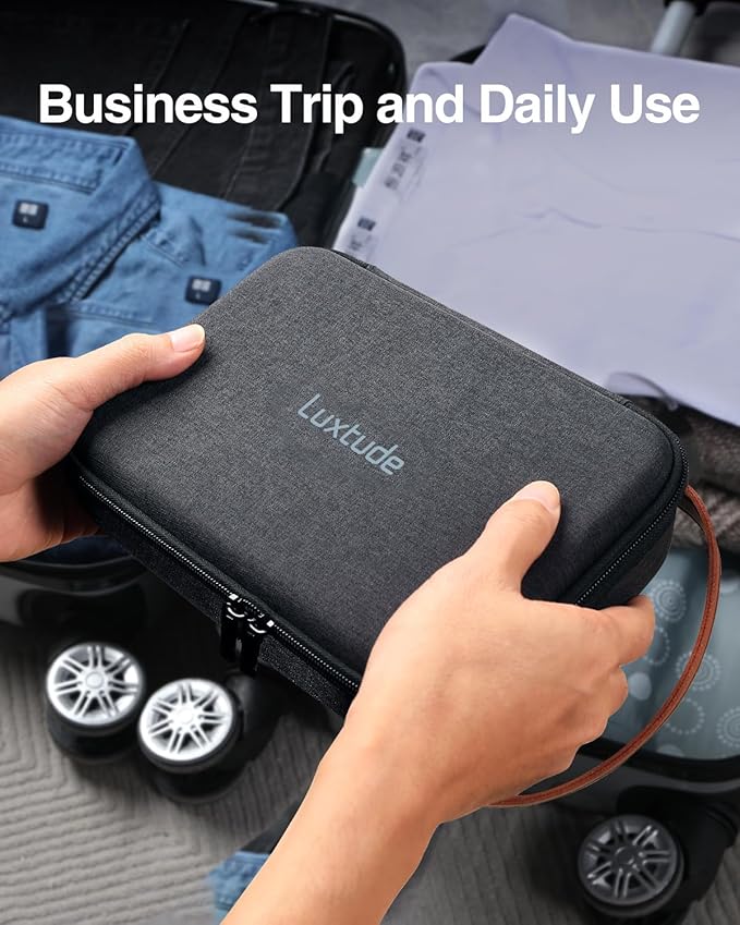 Luxtude Tech Organizer Travel Case, Portable Electronics Organizers, Hard Case for Electronics, Black Tech Bag, Charger Cases, Carrying Cases for iPad Mini (Up to 7.9?™â€?, Mouse