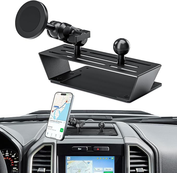 Magnetic Dash Phone Holder for F150, No Punching Required Phone Mount Compatible with 2015-2020 F150 2017-2022 F250 F350, Full Metal Cellphone Mounting Bracket for Most CellPhones