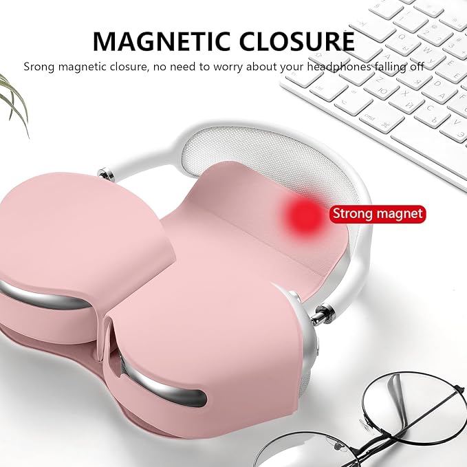 for Apple Airpods Max Case,Headphones Protective Case for AirPod Max Supports Sleep Mode, Anti-Scratch and Anti-Dust,Airpod Pro Max by PU Leather,Pink 2