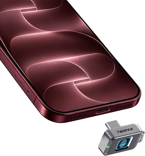 TWOPAN 512GB Fingerprint Nano SSD-Up to 450MB/s, External SSD Hard Drive Storage for iPhone 18/17/16, MacBook, iPad, Steam Deck, PS5, Selfie Stick, Android, Travel and Backup
