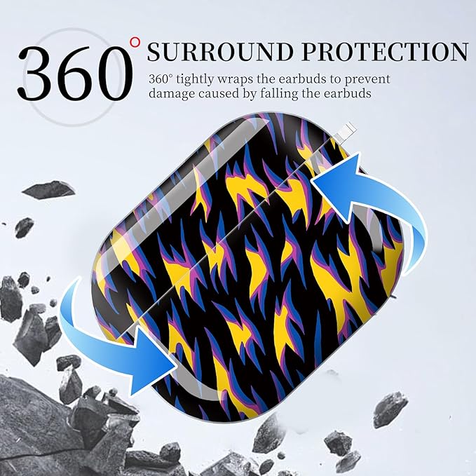 for AirPods Pro 3 Case, Compatible with AirPods Pro 3rd Generation Case (2025), Shockproof Protective Cover with Golden Carabine (Navy Lightning Leopard)