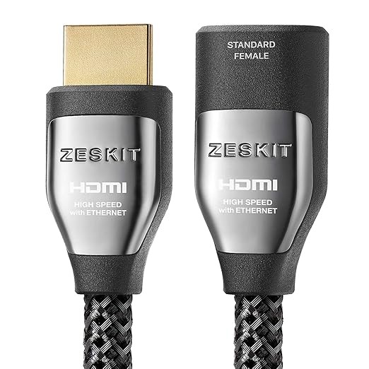 Zeskit Cinema Plus 4K 6.5ft Male to Female High Speed HDMI Extension Cable 22.28Gbps Compatible with 4K 60Hz Dolby Vision HDR ARC HDCP 2.2 Roku Fire TV Stick Xbox PS4 Pro Apple TV LG Sony Samsung