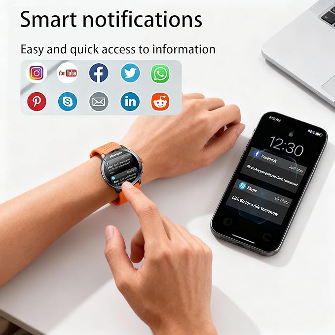 Smart Watch for Men (Answer/Make Call), Built-in GPS, Compass, 1.60" AMOLED, 5ATM Waterproof, Heart Rate SpO2 Sleep Monitor, iPhone Android - Orange