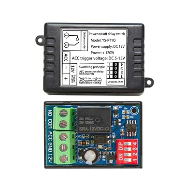 12 Volt Timer Relay On-Off Automotive Digital Delay Relay Electric Delay Timer Switch Cycle Time Delay Module YS-RT1C YS-RT1T(On-Off delay)