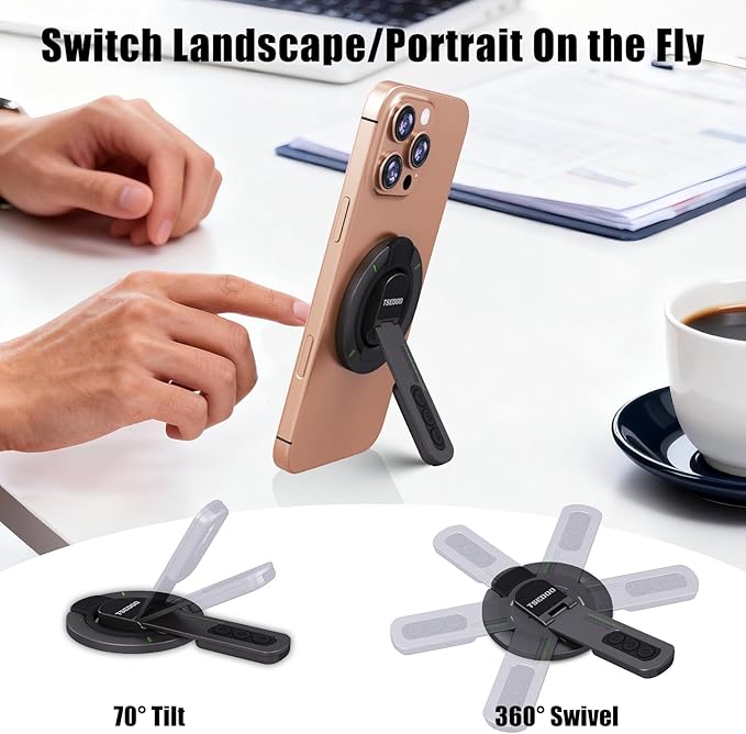 3-in-1 Magnetic Phone Grip Stand with 360° Roration Angle Adjustment, Silicone Finger Ring & Fidget Toy Design, Gym Dual-Sided Magnetic Phone Kickstand for All Phones