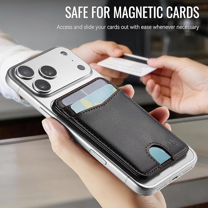 for Magsafe Wallet Magnetic Card Holder RFID Blocking, Strong Magnet Slim Wallet Stick on Phones and Cases for iPhone 17/16/15/14/13/12/ Pro/Max/Plus, Black