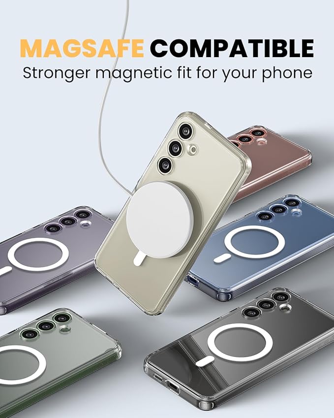 CaseBorne Slim Series Compatible with Samsung Galaxy S24 Case - [3-in-1 Combo] [Ultra Clear Hybrid Magnetic Cover] with Tempered Glass Screen Protector