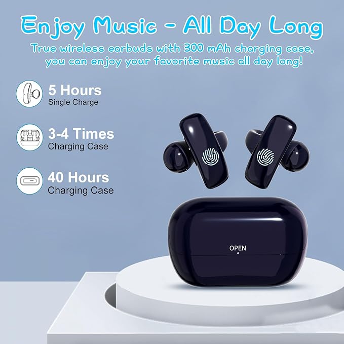 BANIGIPA Kids True Wireless Earbuds, Bluetooth 5.4 Headphones w/Mic for Calling Studying Music, 5g Light Comfortable, Open Ear Earbuds w/85dB Healthy Volume Control Protect Hearing for School Travel