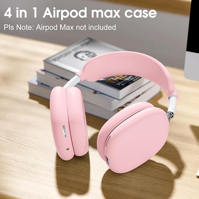 Lerobo for AirPods Max Case, Anti-Scratch Ear Pad & Headband Protector, Soft Silicone Skin for Apple AirPods Max 2024/2020 Accessories (Pink)