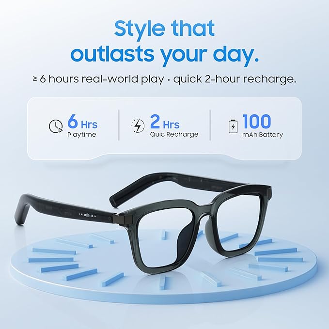 LIMU Gen 5 Smart Glasses, AI Glasses with Real-Time AI Interpreter - Open-Ear Bluetooth Glasses with Speakers, Volume & Touch Control, Wear-Sensor Auto On/Off, Premium TR90 Frame for Women & Men