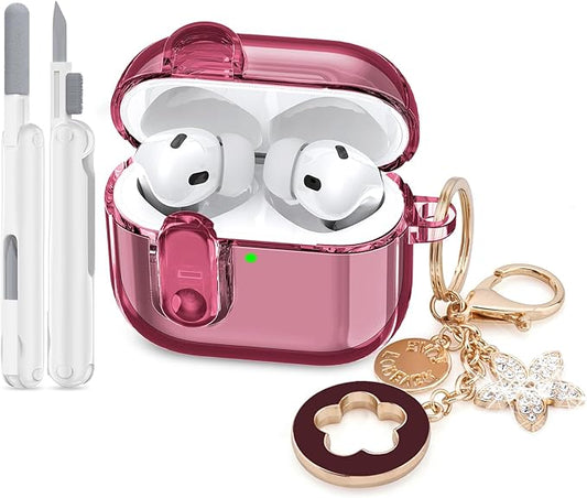 Case for Apple Airpods iPods Pro 3 Cases Cover Clear 2025 Cute Women, VISOOM Cute Air Pods Pro 3 Case Clear Transparent Airpods iPods Pro 3rd Gen Protective Cases with Keychain/Lock/Cleaning Kit
