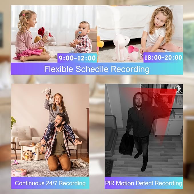 2K Window Security Camera 3MP Indoor Home Monitoring WiFi Full-Color Night Vision Person Detection 24/7 Recording