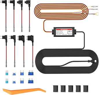 Dash Cam Hardwire Kit with USB-C Port for V5 and R4-RD Dash Camera Models, Converts 12V-30V to 5V/3A, LED Indicator,24Hr Parking Monitoring Kit with Low Voltage Protection
