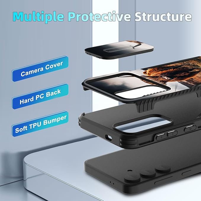 for Galaxy S26 Case Built in Slide Camera Lens Cover,Heavy Duty Shockproof Protection Dual Layer Case for Samsung Galaxy S26 6.3" 2026,Brown Highland Cow