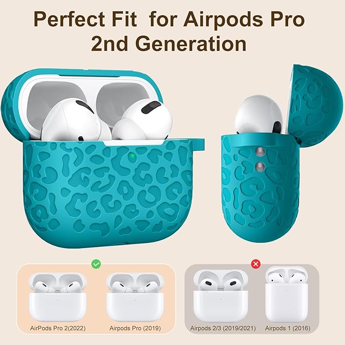 Fashion Engraving Leopard Case Compatible for Airpods Pro 2 Case Cover 2022/Airpod Pro Case Cover,Soft Silicone for Airpods Pro 2nd Generation Case,Front LED Visible